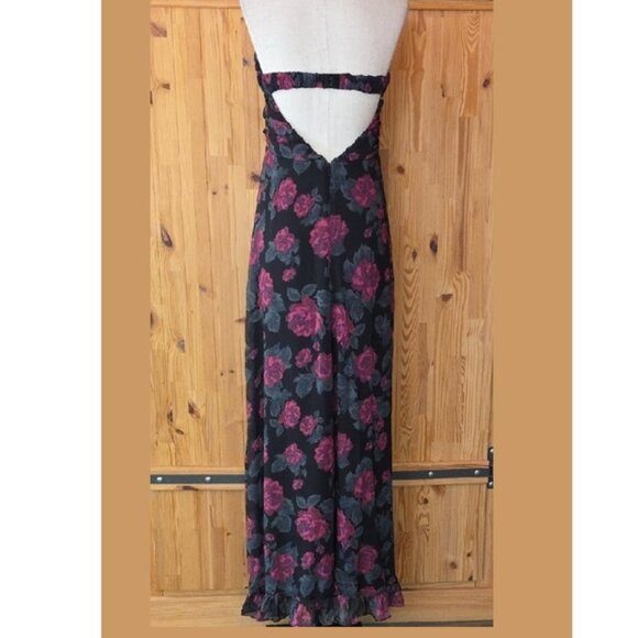 NEW FOR LOVE & LEMONS TEAGAN STRAPLESS FLORAL PRINT BLACK MAXI DRESS SIZE M - Picture 4 of 11